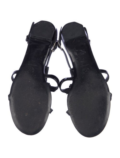 Chanel Interlocking CC Logo Patent Leather T-Strap Sandals