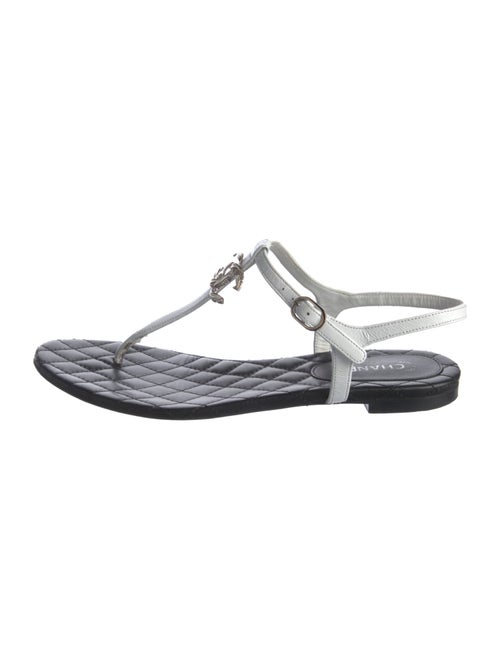 Chanel Interlocking CC Logo Lambskin T-Strap Sandals