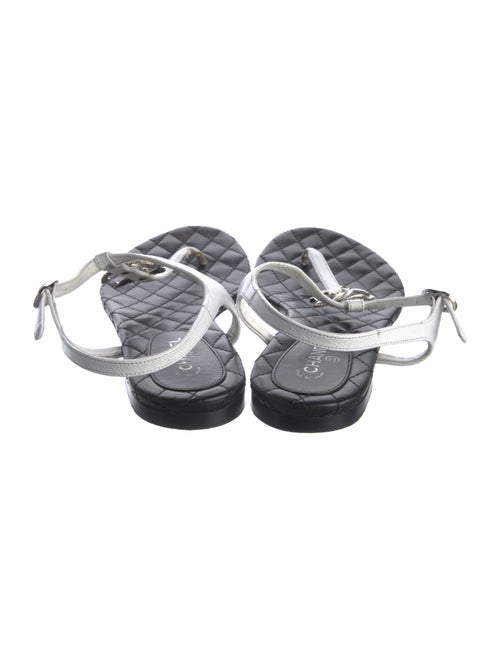 Chanel Interlocking CC Logo Lambskin T-Strap Sandals