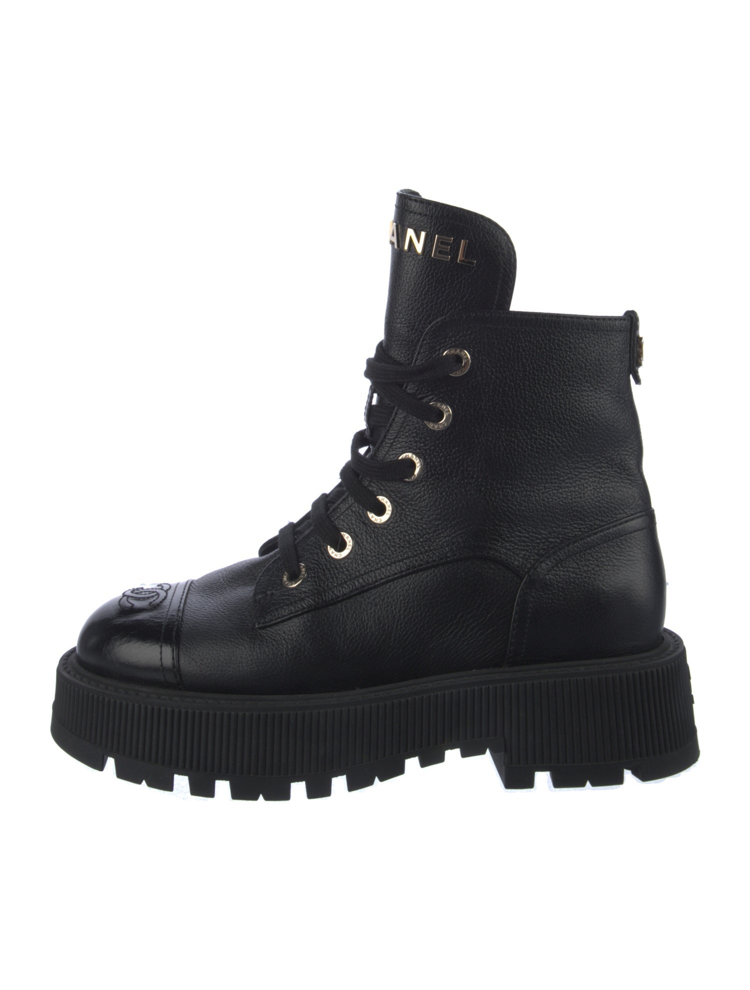 Chanel 2023 Interlocking CC Logo Combat Boots