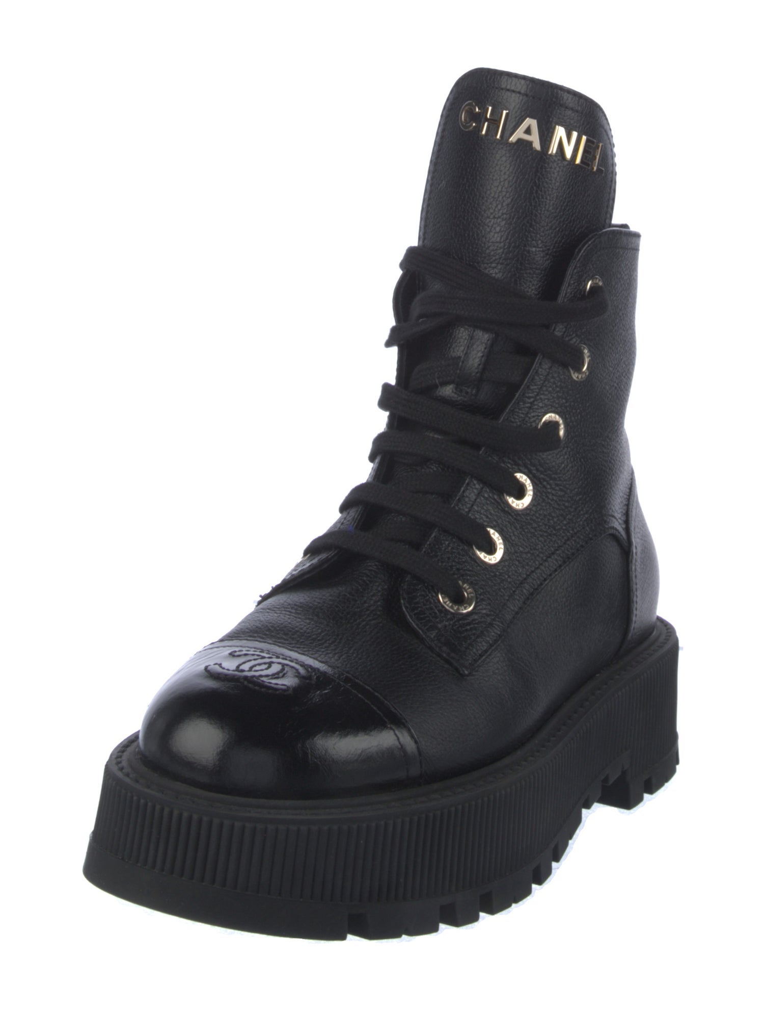 Chanel 2023 Interlocking CC Logo Combat Boots