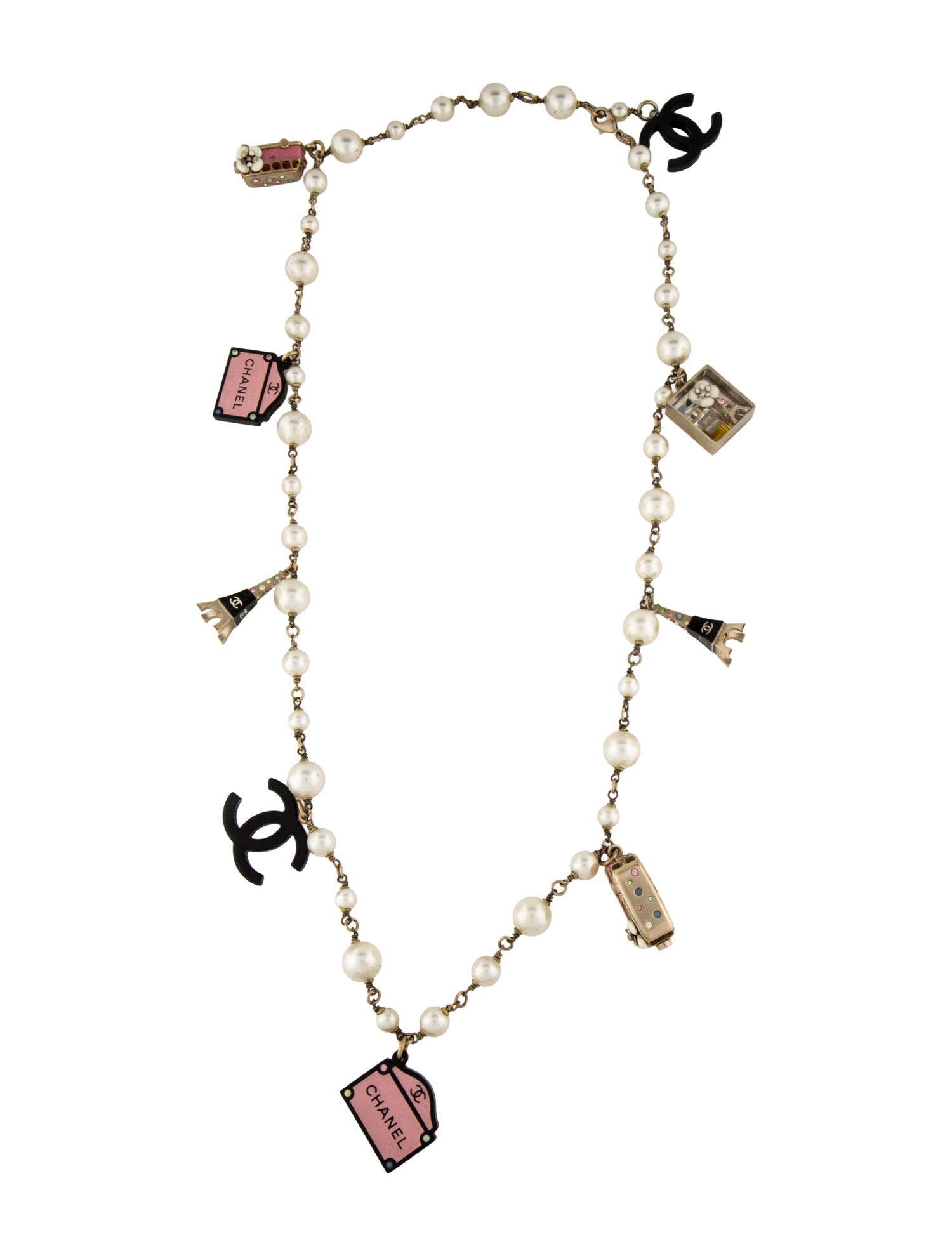 Chanel Faux Pearl, Resin & Strass 'Paris Souvenirs' Charm Necklace