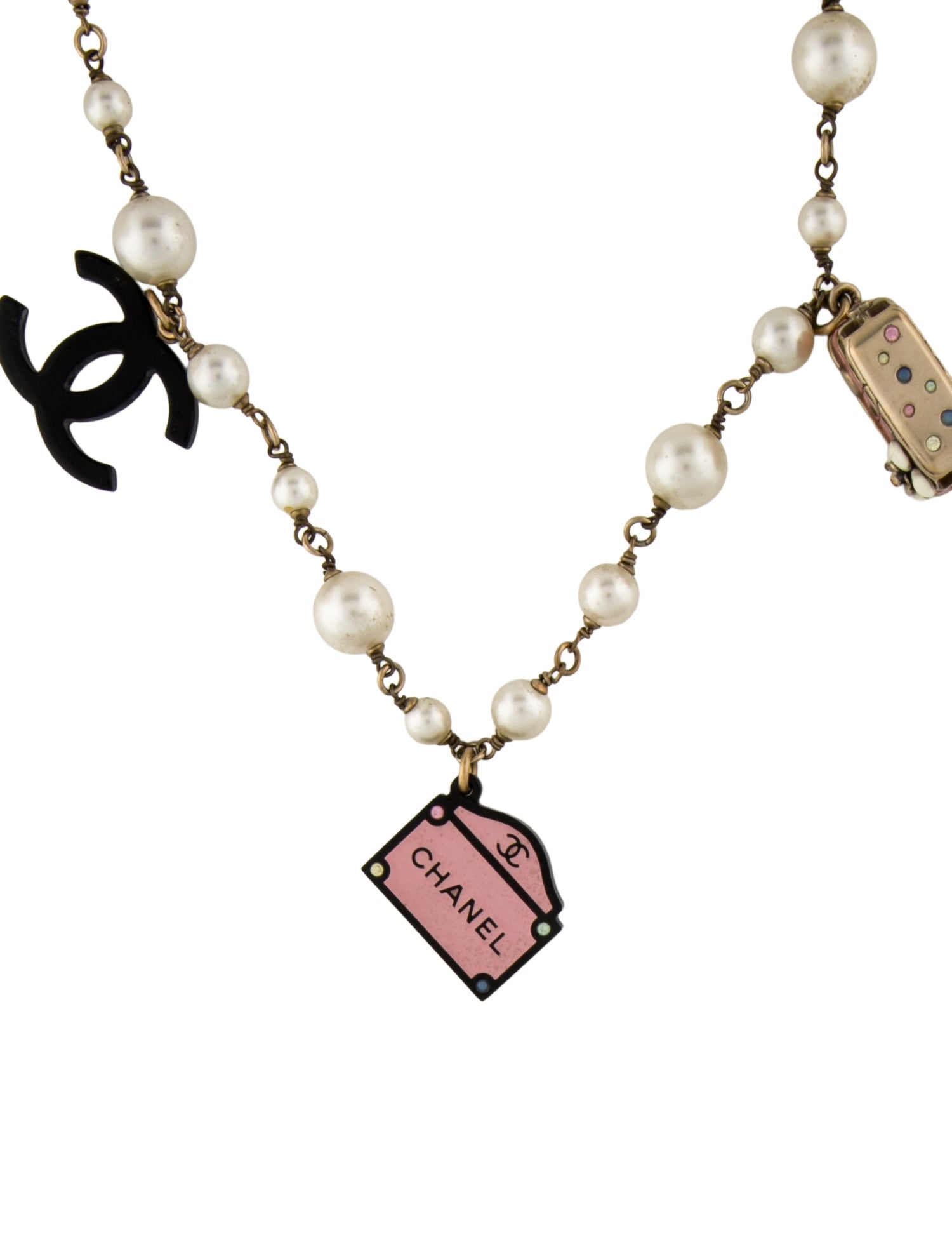 Chanel Faux Pearl, Resin & Strass 'Paris Souvenirs' Charm Necklace