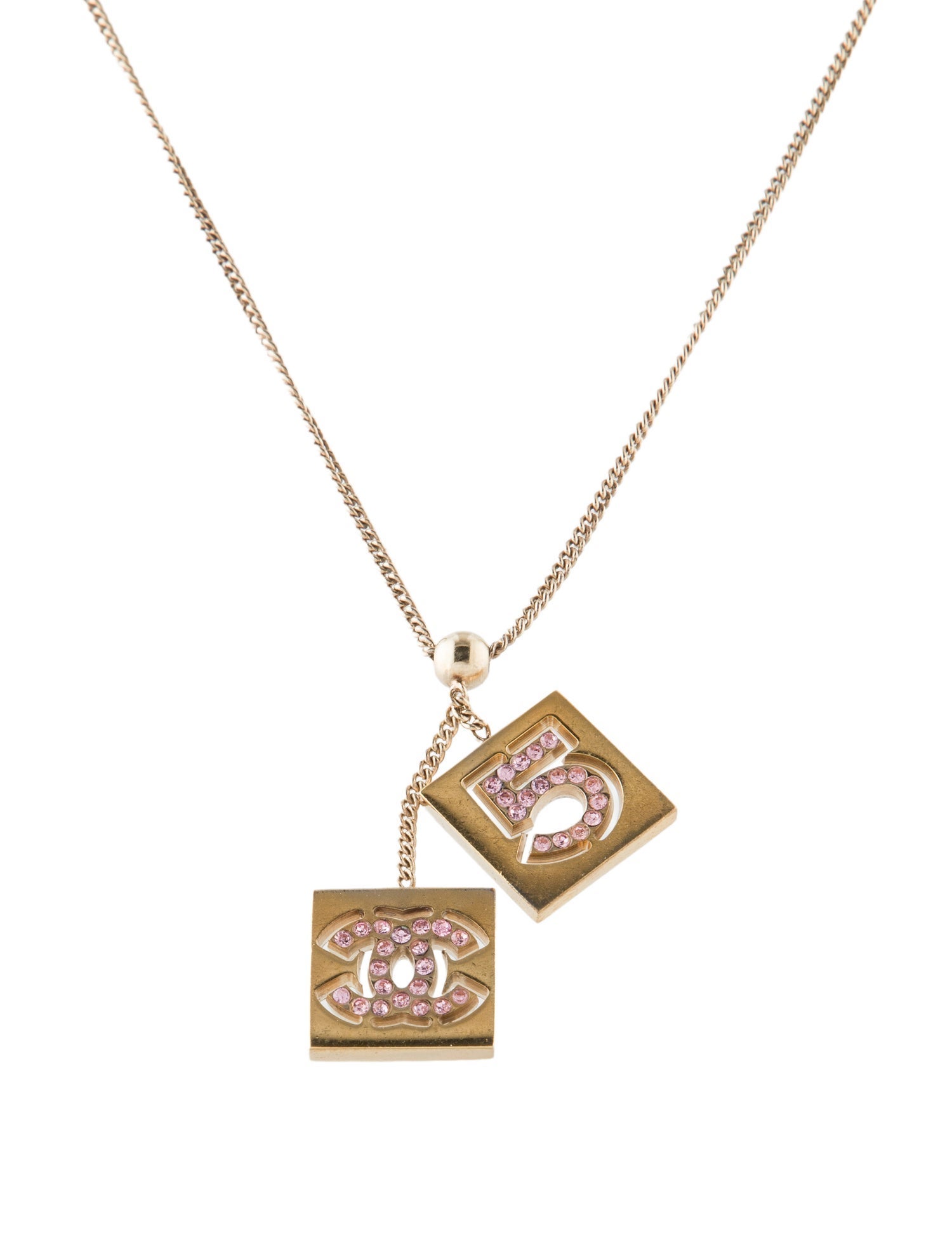 Chanel Vintage Strass CC Cutout Pendant Necklace