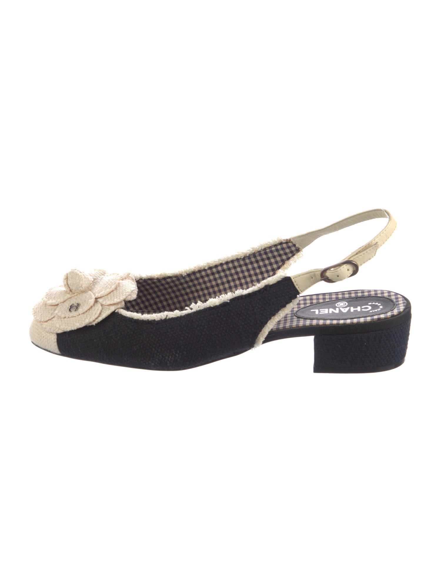 Chanel Interlocking CC Logo Canvas Slingback Flats