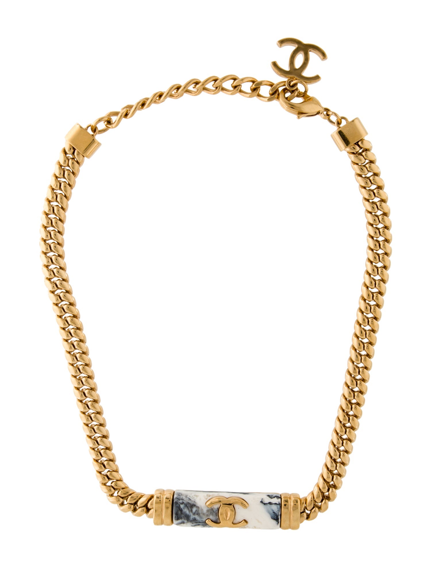 Chanel 2023 Marble Resin CC Choker Necklace