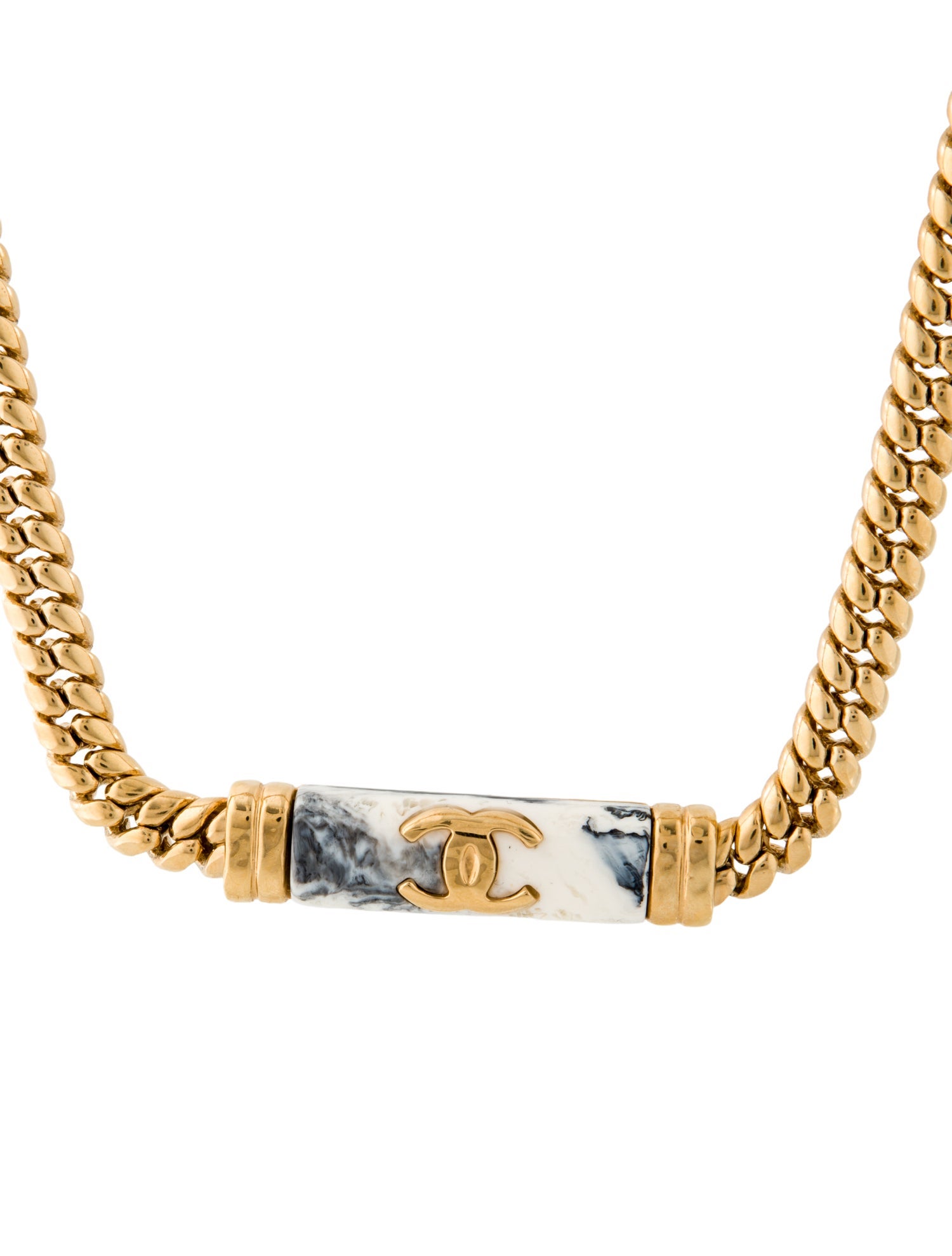 Chanel 2023 Marble Resin CC Choker Necklace