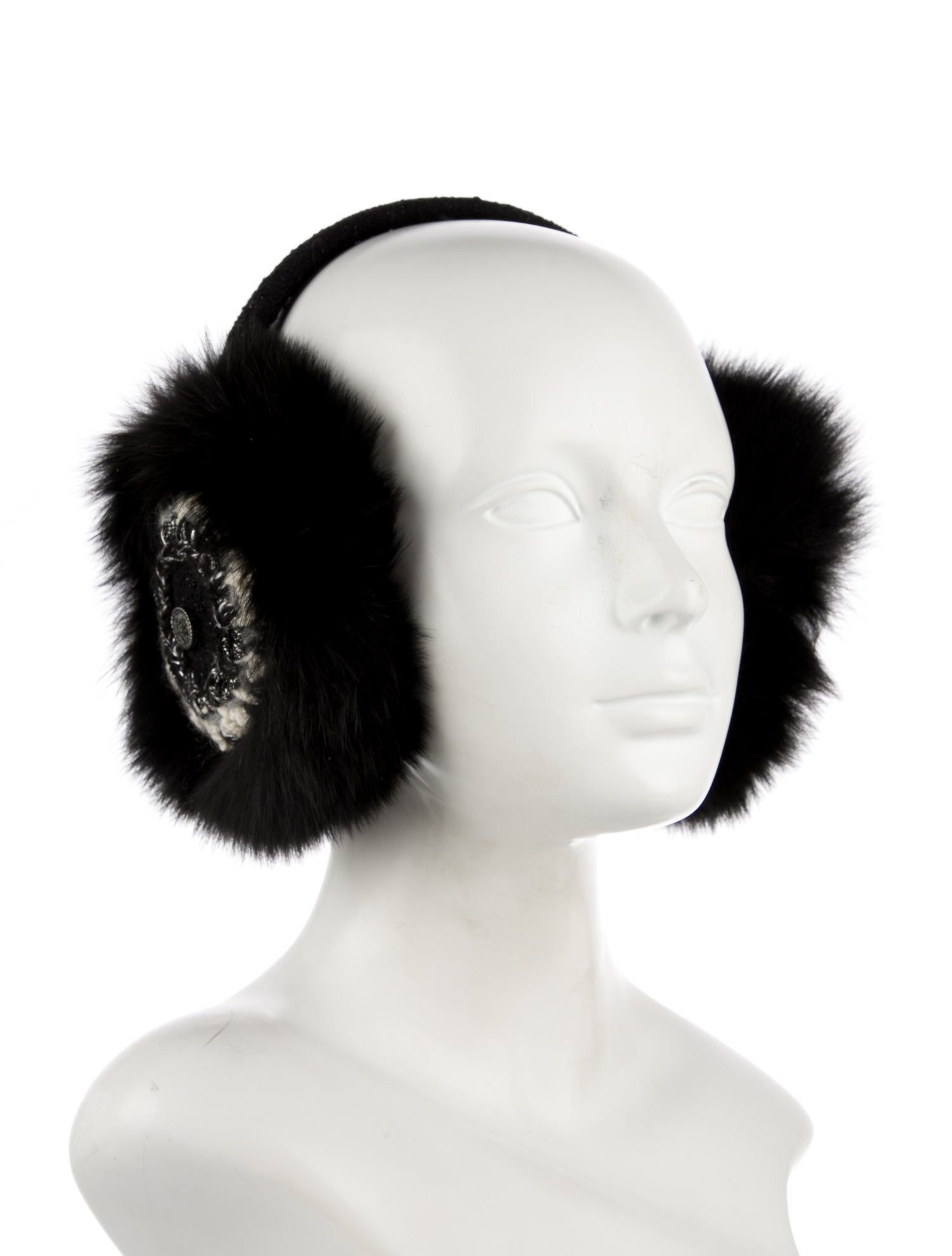 Chanel Tweed Fur-Trimmed Earmuffs