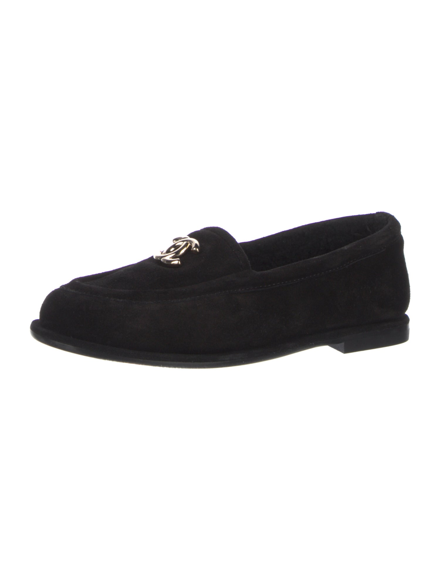 Chanel Interlocking CC Logo Suede Loafers