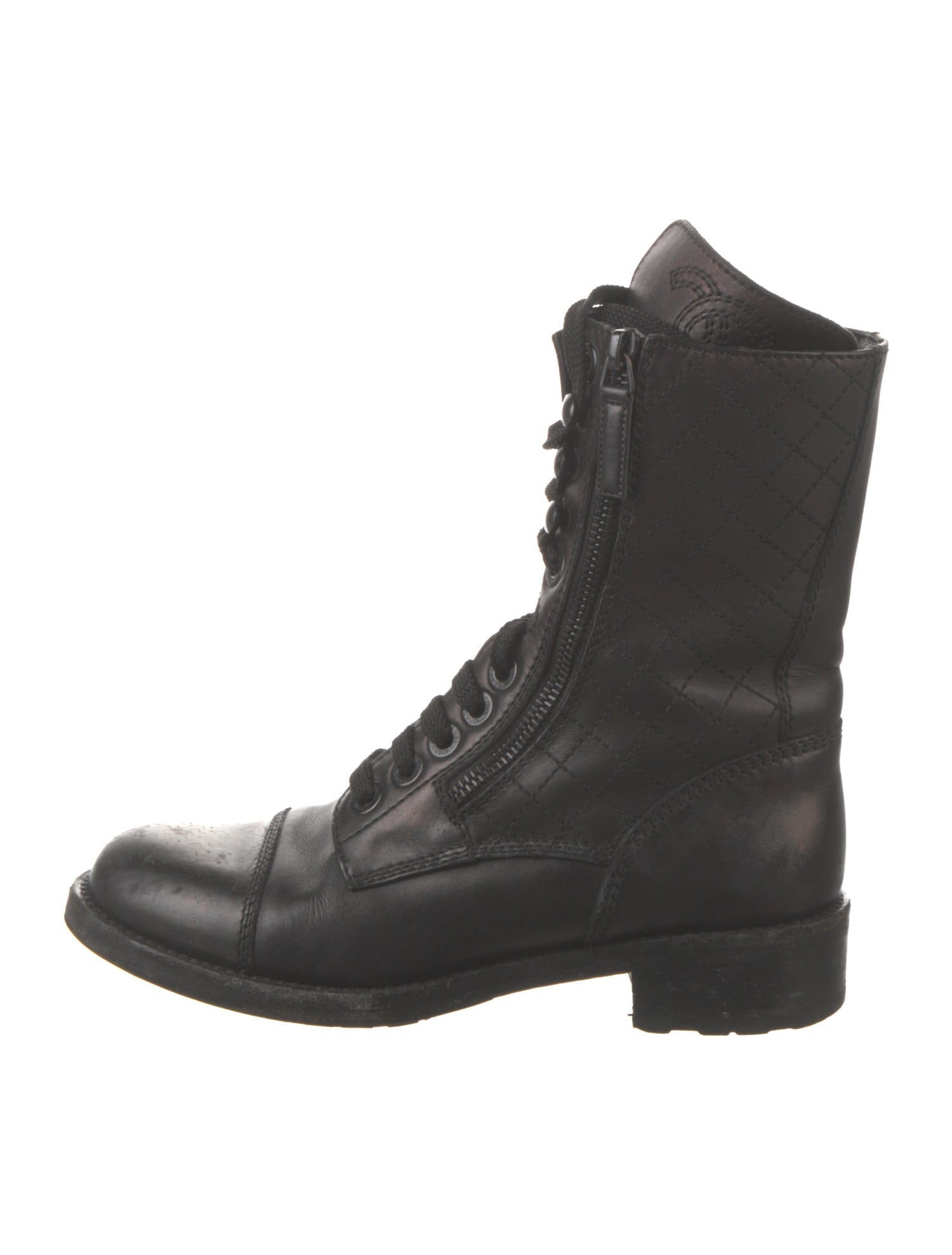 Chanel 2013 Interlocking CC Logo Combat Boots