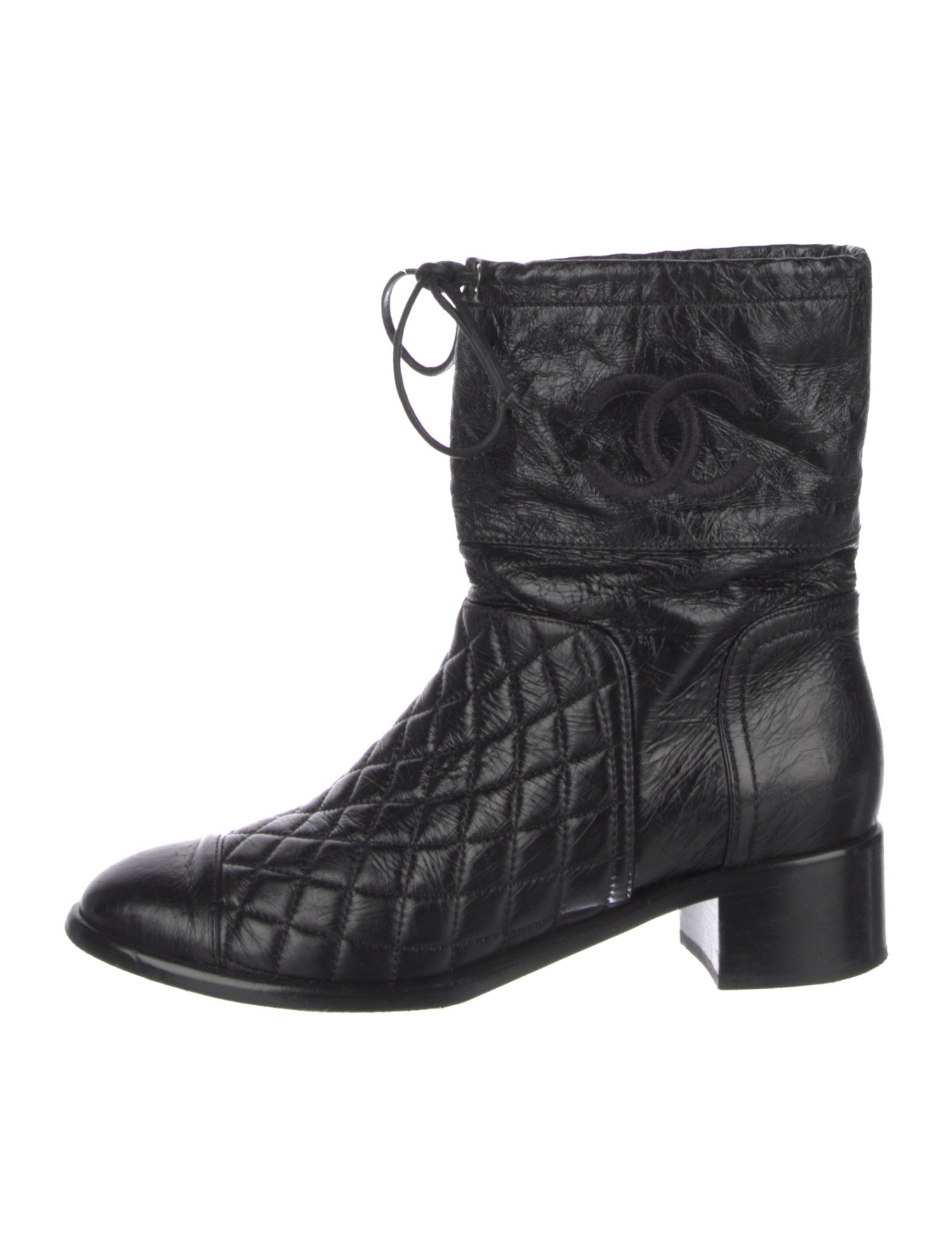 Chanel Interlocking CC Logo Leather Combat Boots