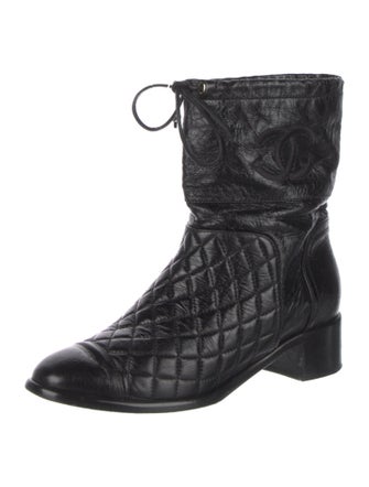 Chanel Interlocking CC Logo Leather Combat Boots