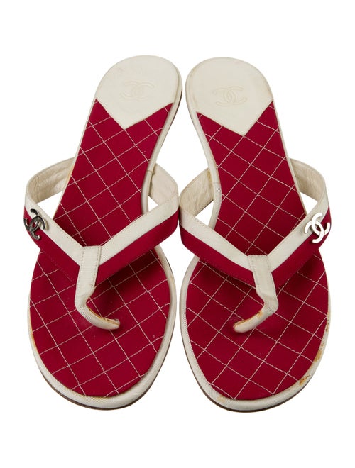 Chanel Interlocking CC Logo Grosgrain Trim Flip Flops