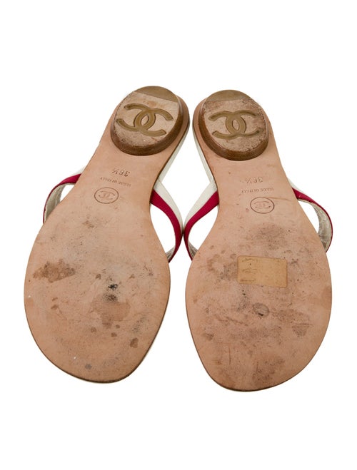 Chanel Interlocking CC Logo Grosgrain Trim Flip Flops