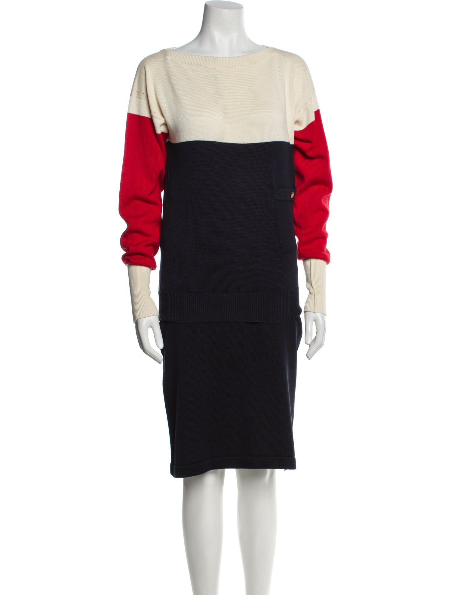 Chanel 1989 Colorblock Pattern Skirt Set