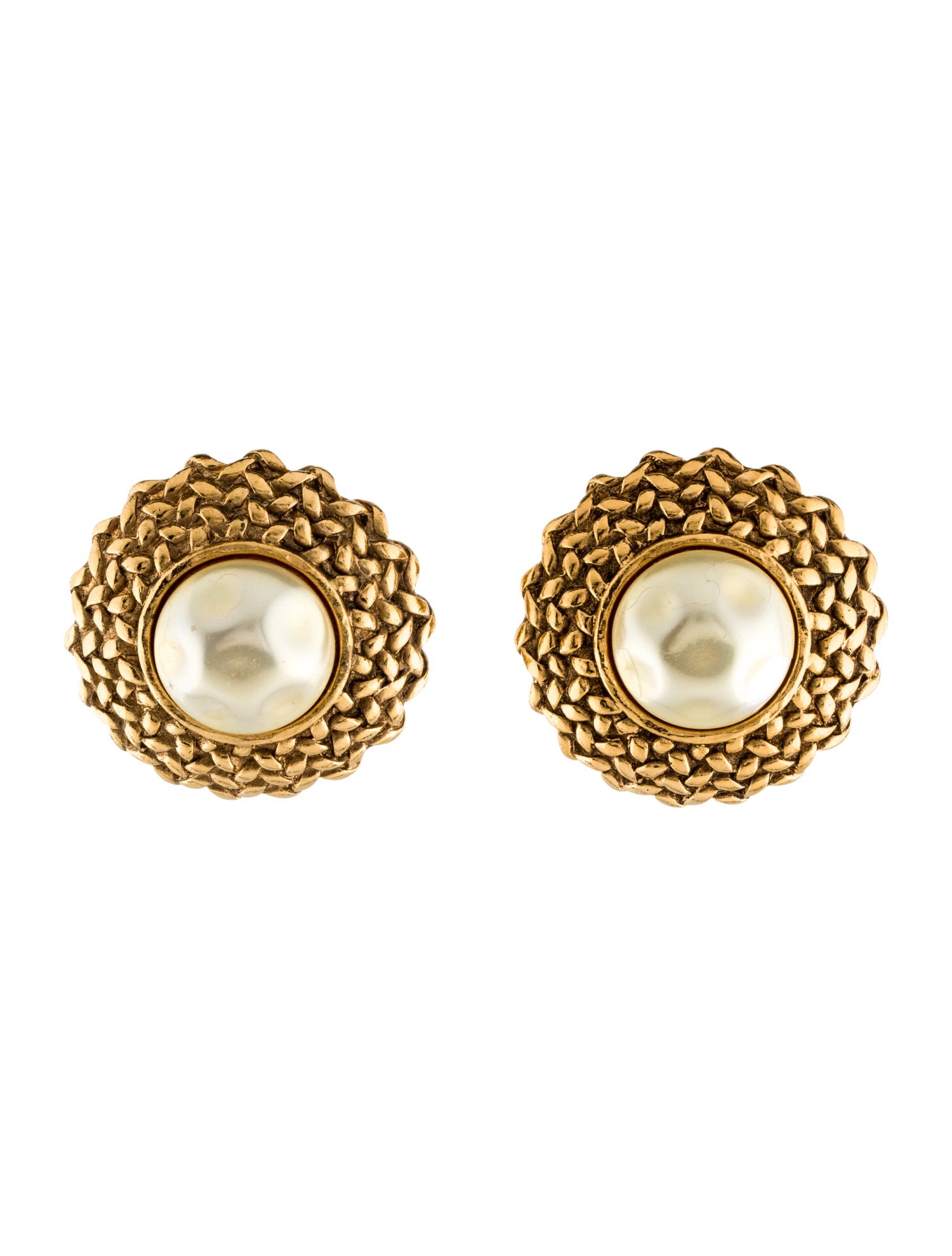 Chanel Faux Pearl Clip-On Earrings