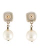 Chanel Faux Pearl & Resin CC Drop Earrings