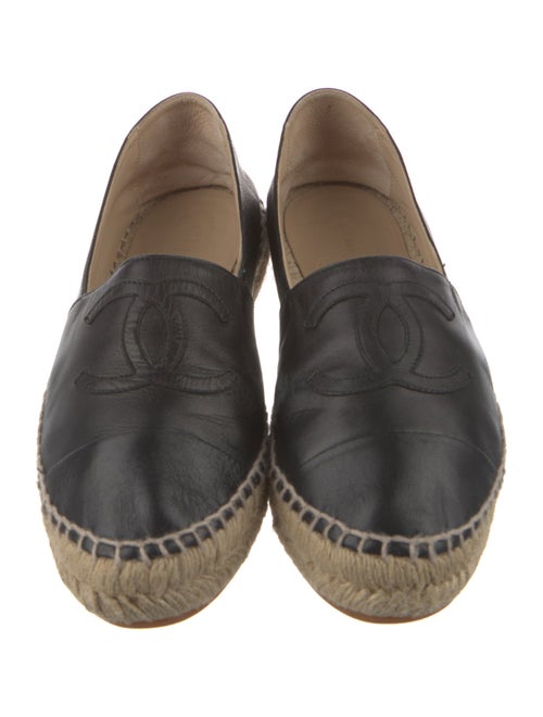 Chanel Interlocking CC Logo Leather Espadrilles