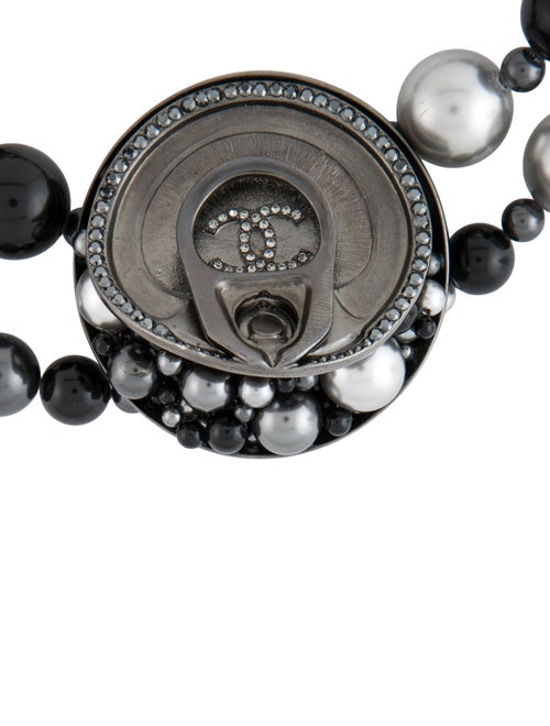 Chanel Faux Pearl & Strass Soup Can Double Strand Necklace