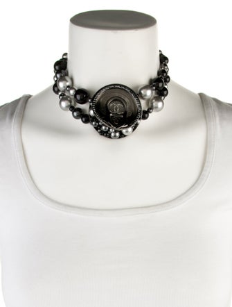 Chanel Faux Pearl & Strass Soup Can Double Strand Necklace