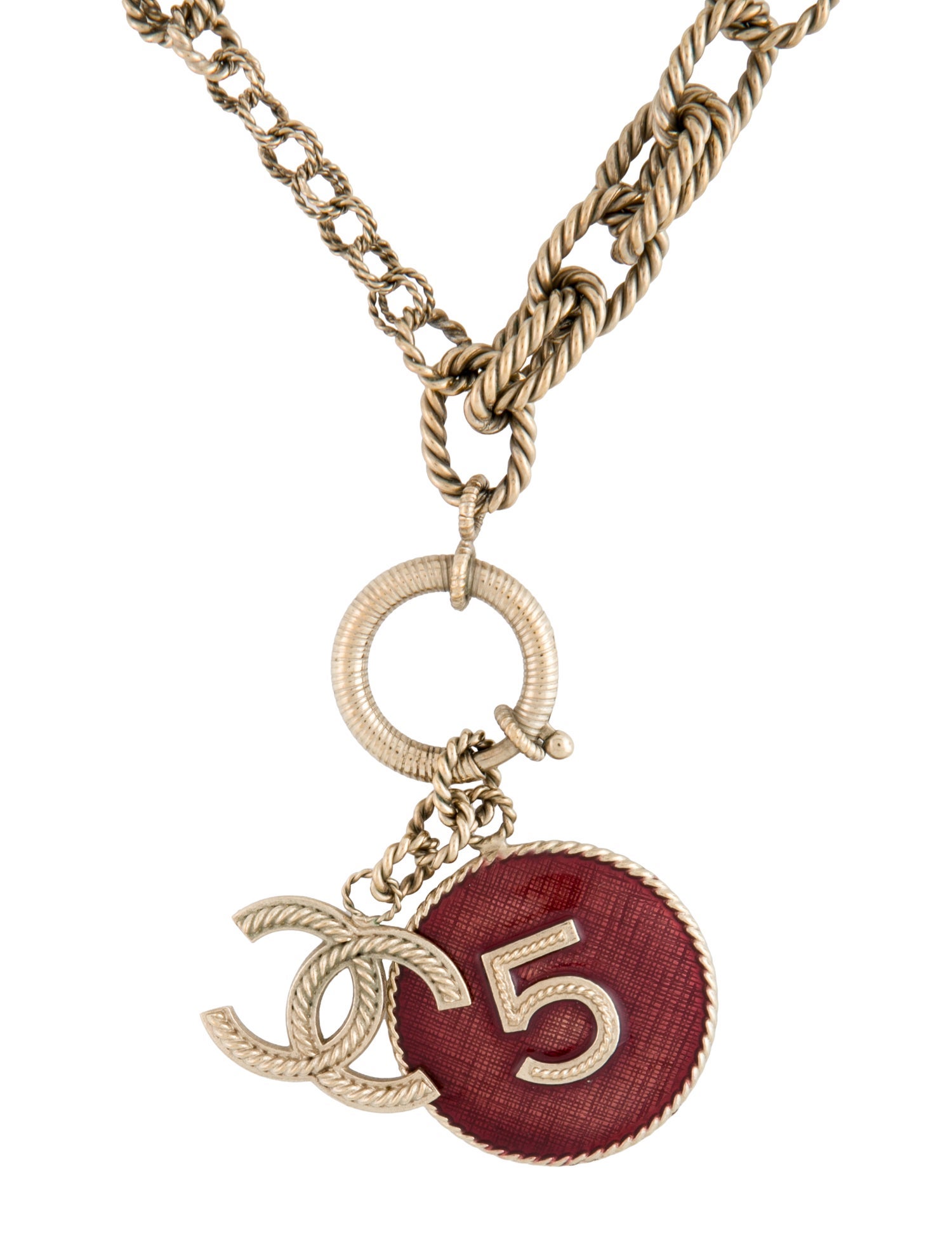 Chanel Resin Number 5 Disc CC Pendant Necklace