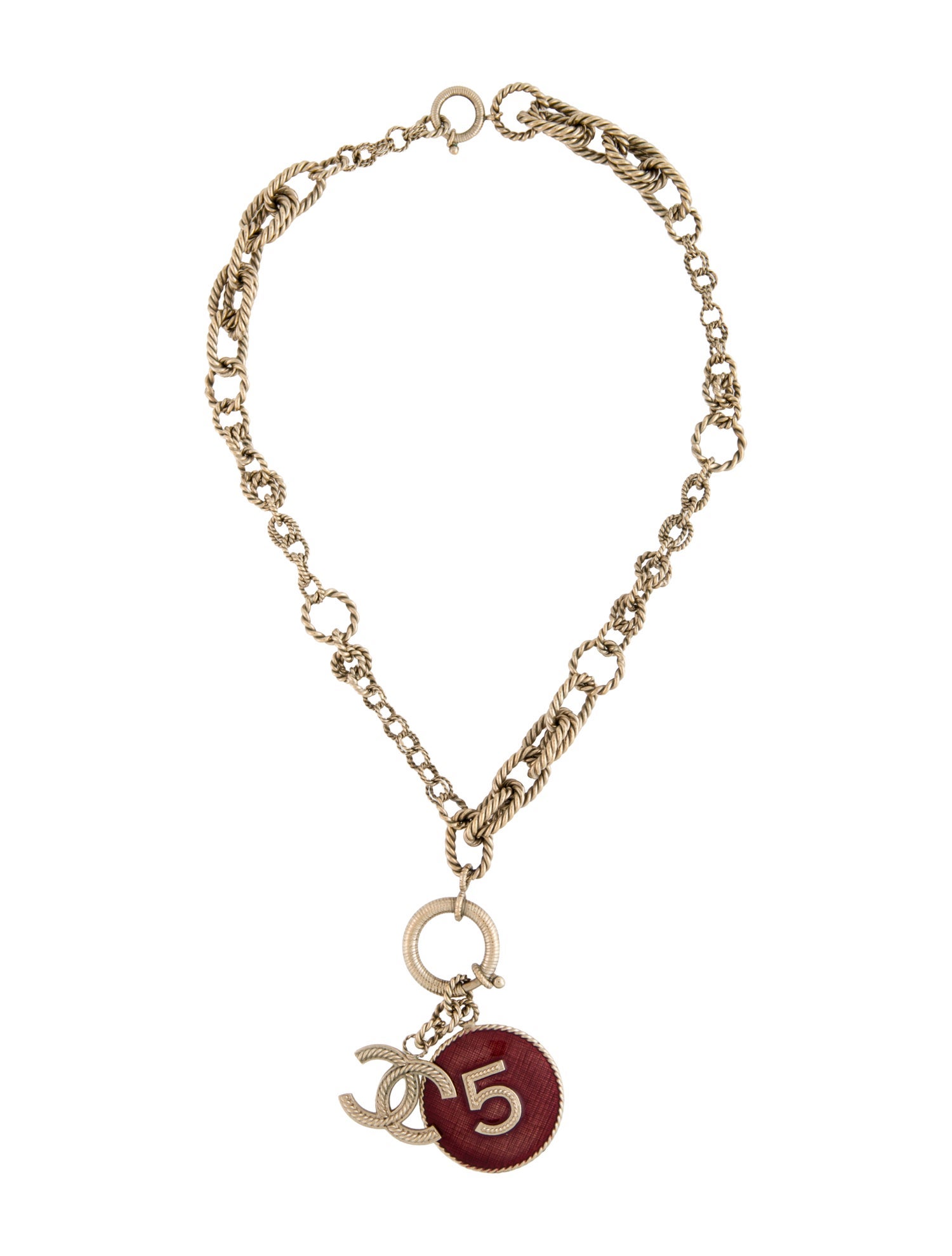 Chanel Resin Number 5 Disc CC Pendant Necklace