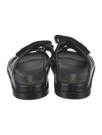 Chanel Interlocking CC Logo Leather Slides