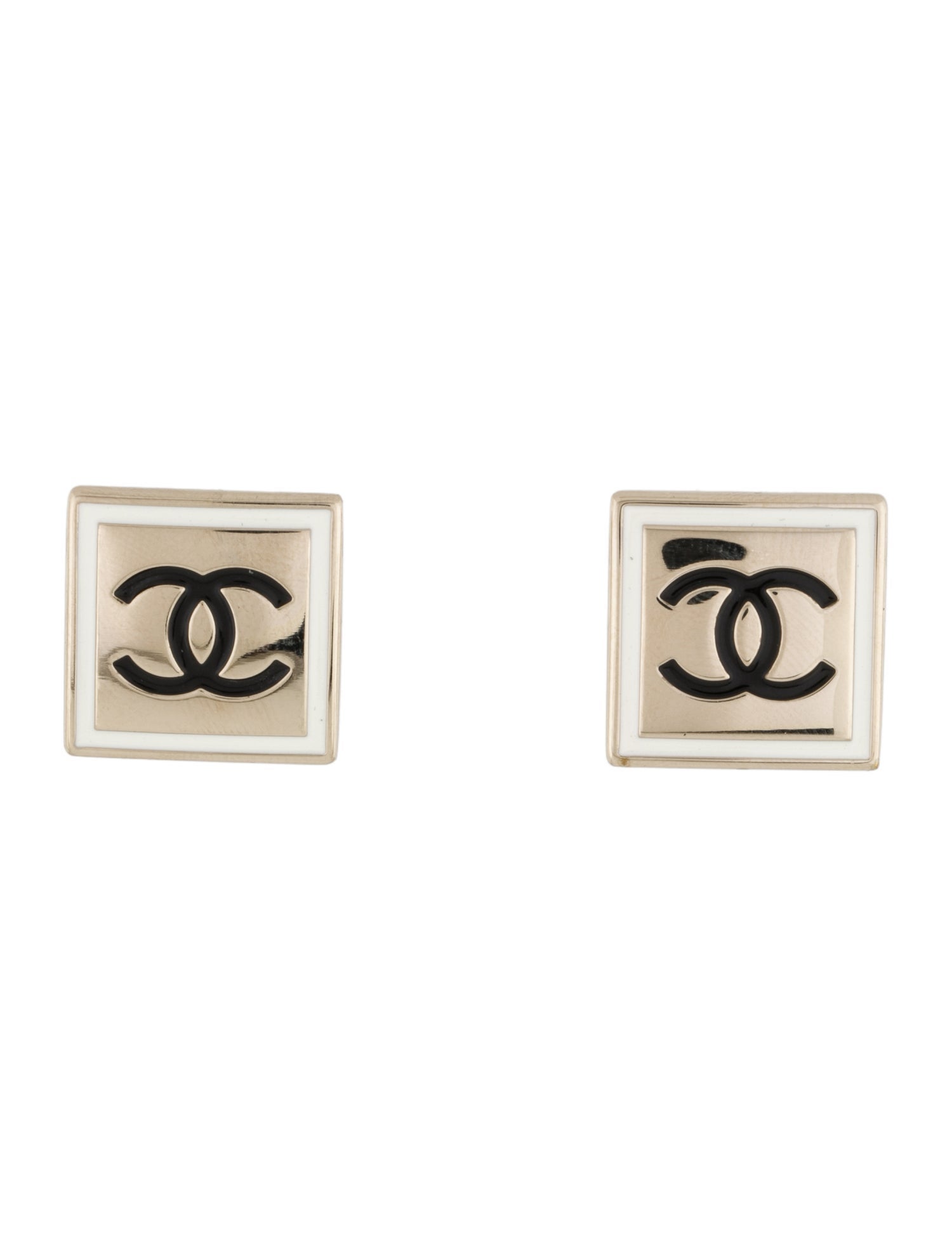 Chanel 2021 Enamel CC Stud Earrings