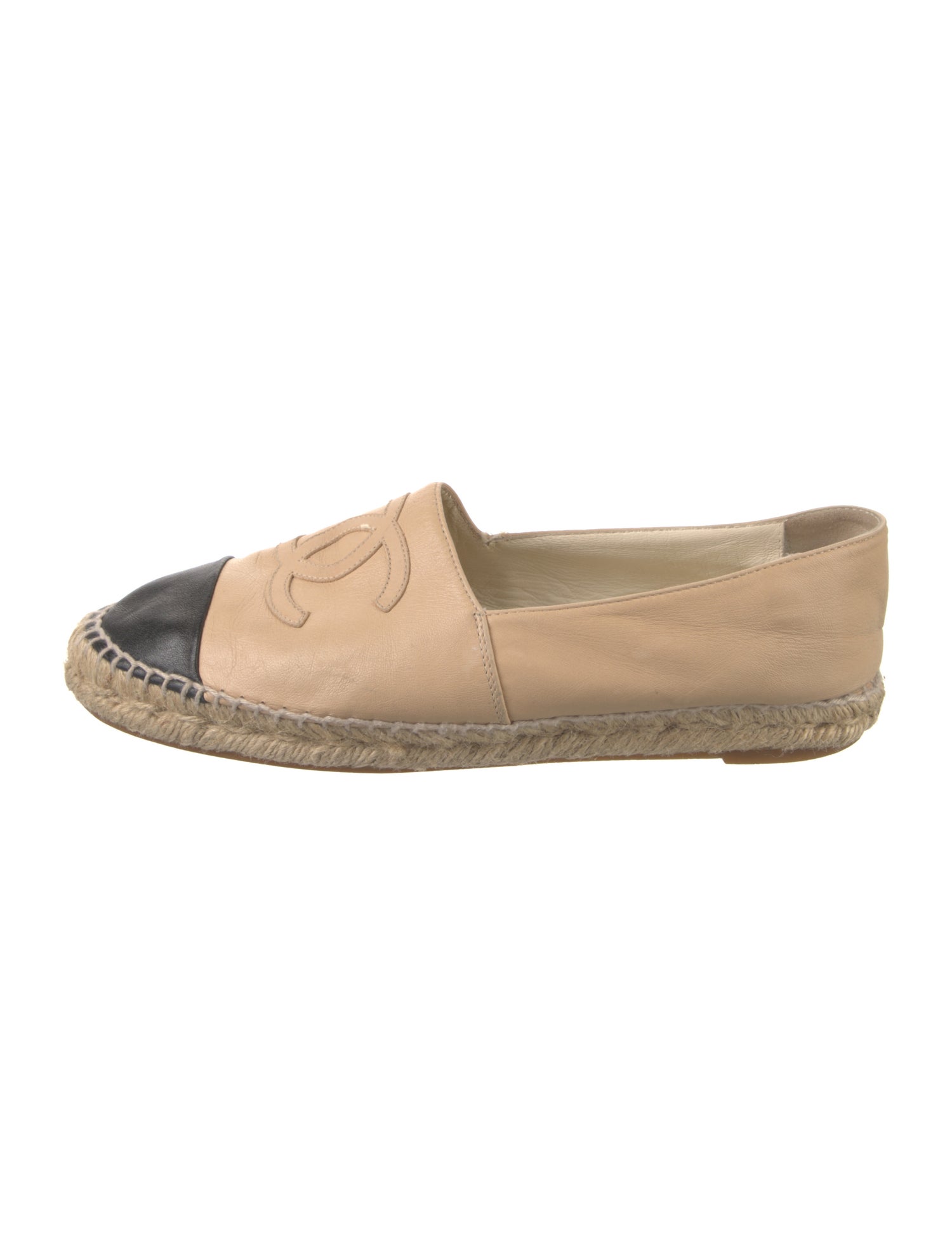 Chanel Interlocking CC Logo Leather Espadrilles