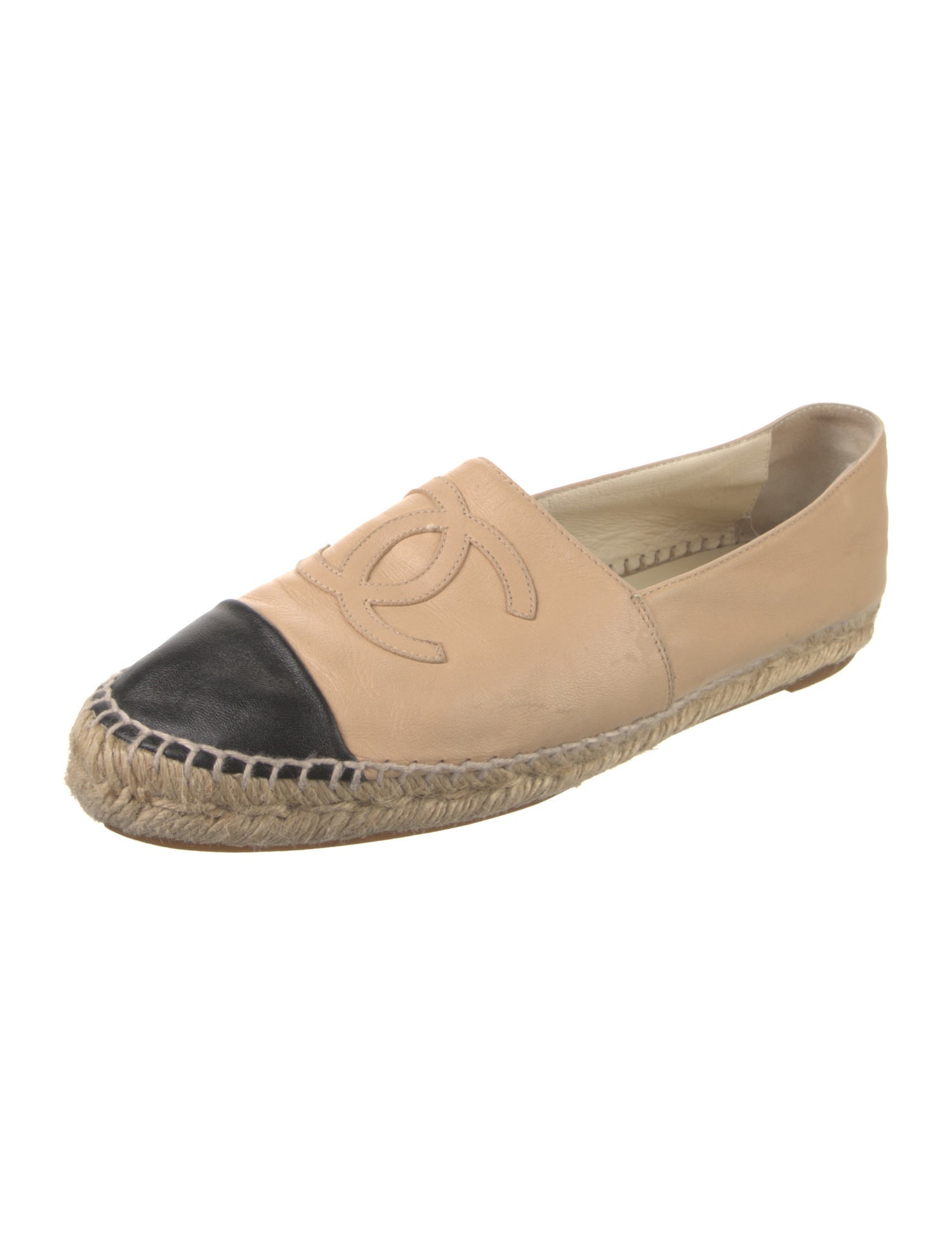 Chanel Interlocking CC Logo Leather Espadrilles