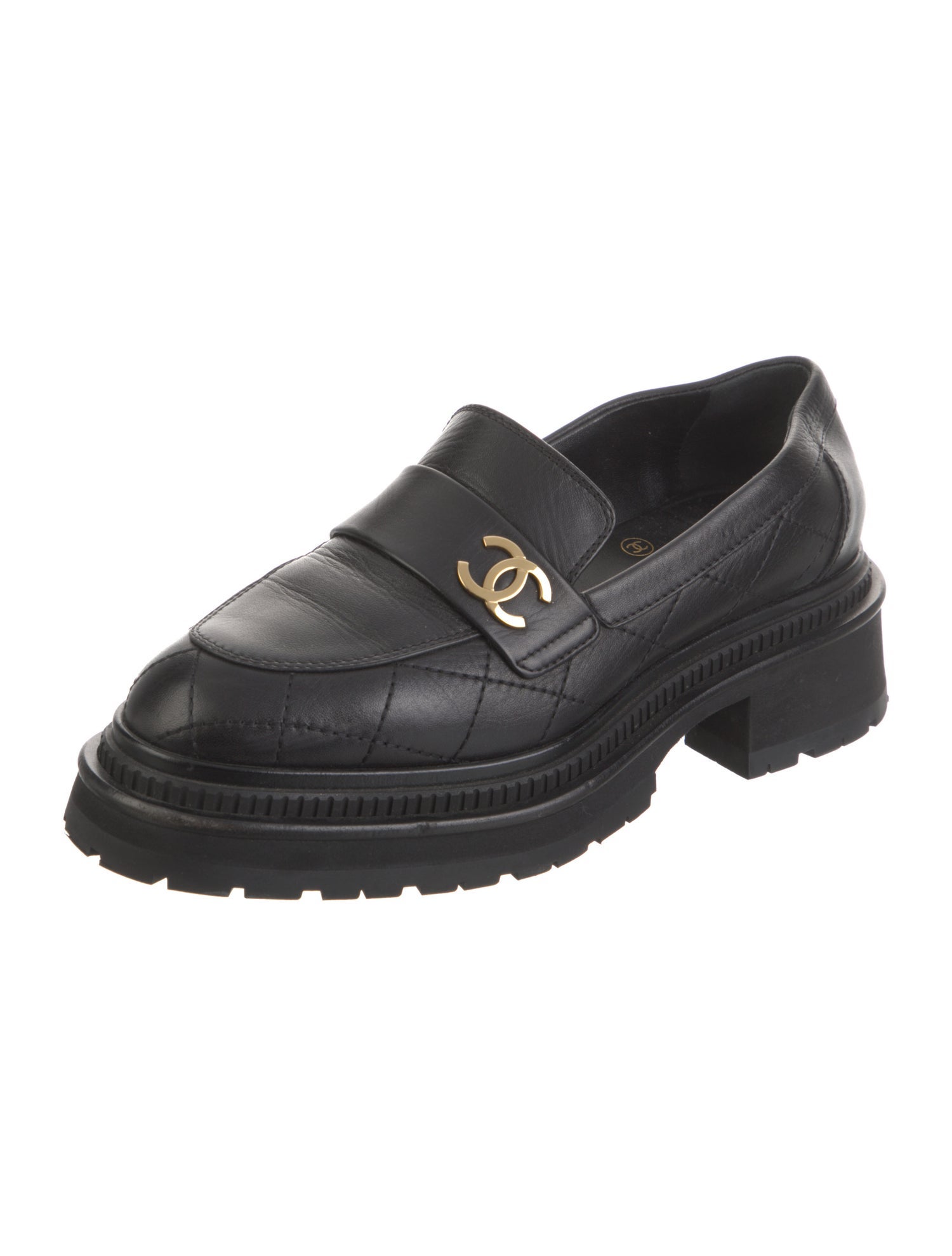 Chanel Interlocking CC Logo Leather Loafers