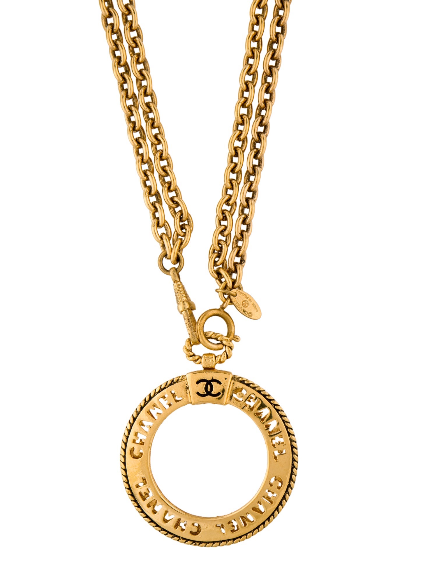 Chanel Vintage Magnifying Glass Double Strand Pendant Necklace