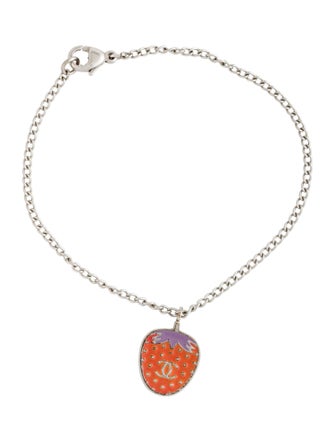 Chanel Resin Strawberry CC Charm Bracelet
