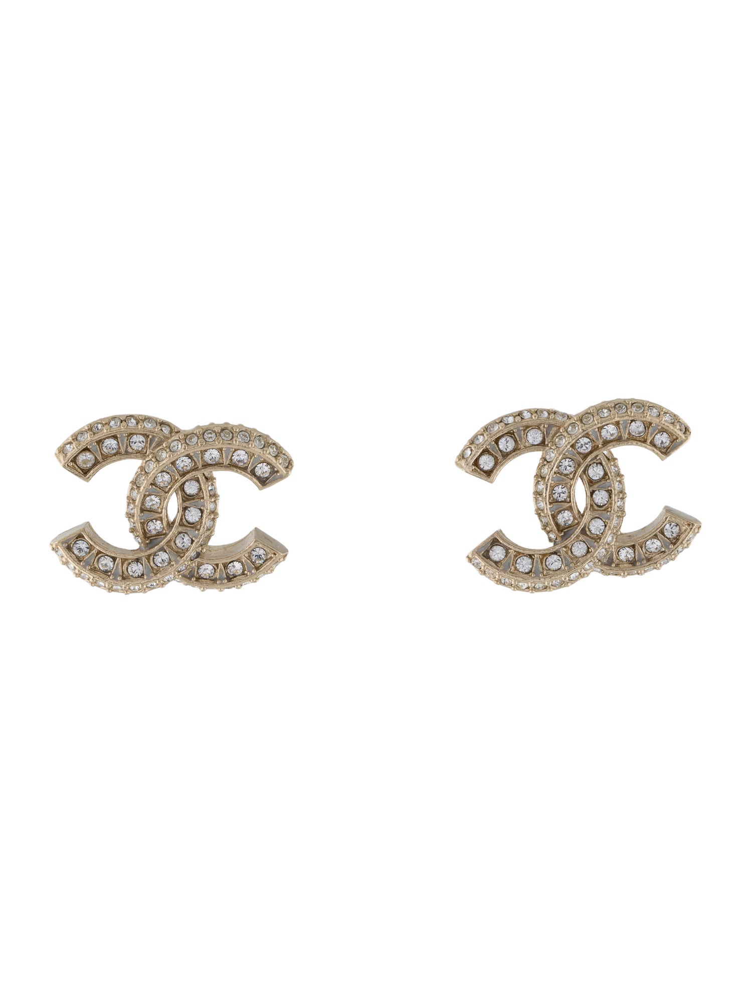 Chanel 2022 Strass CC Stud Earrings