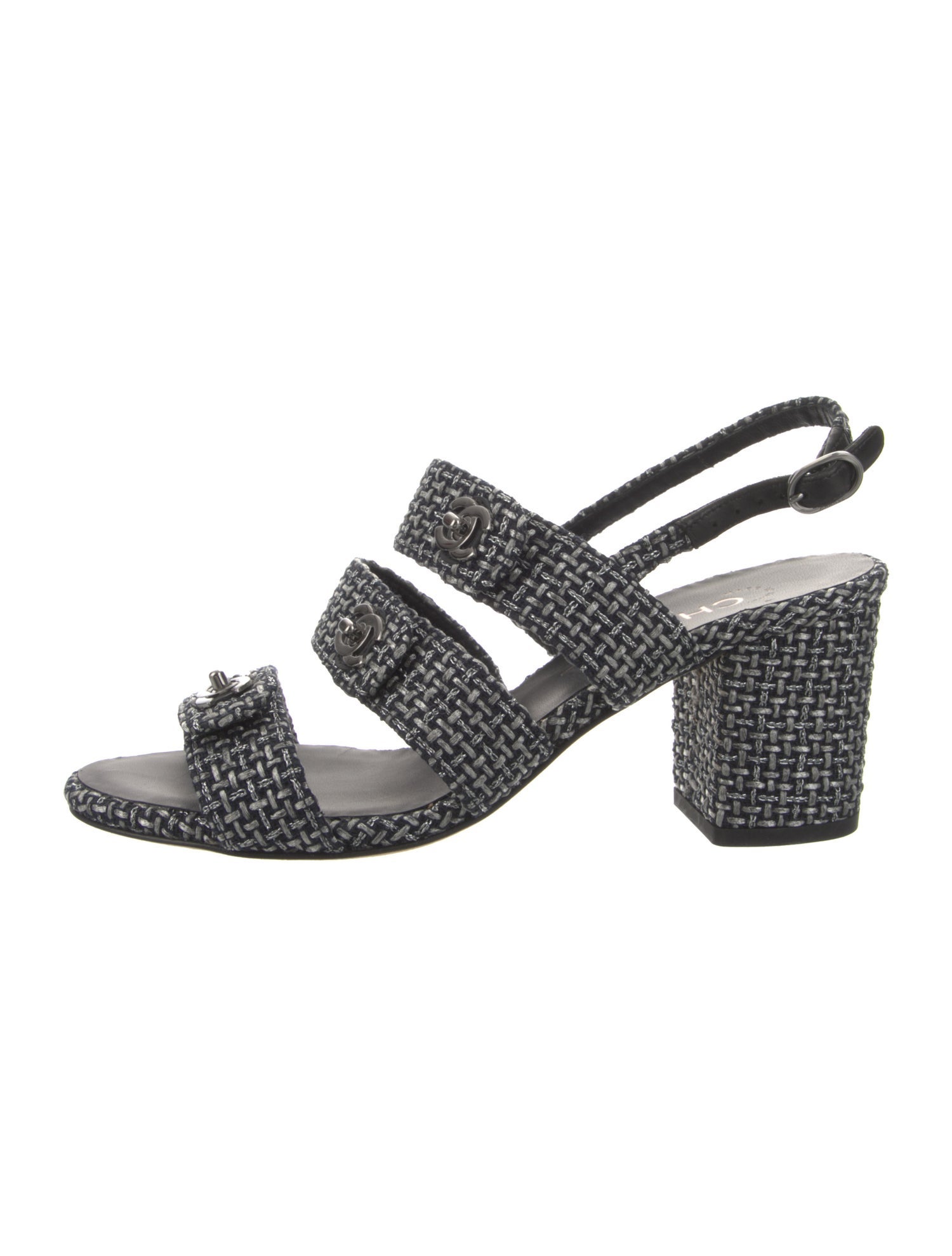 Chanel 2018 Interlocking CC Logo Slingback Sandals