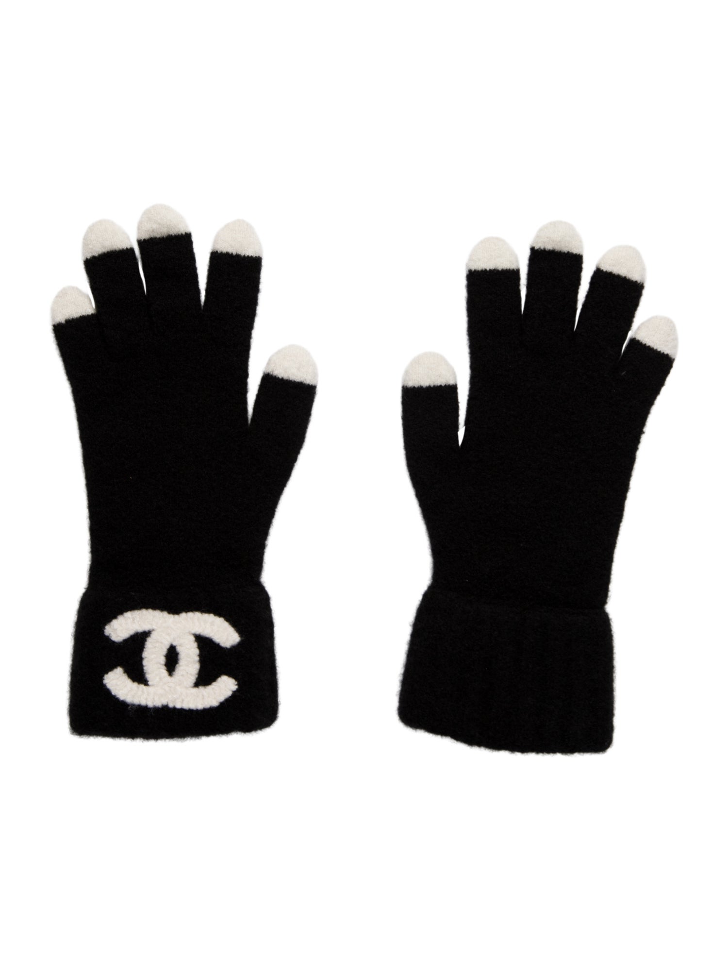 Chanel 2024 Interlocking CC Logo Cashmere Gloves
