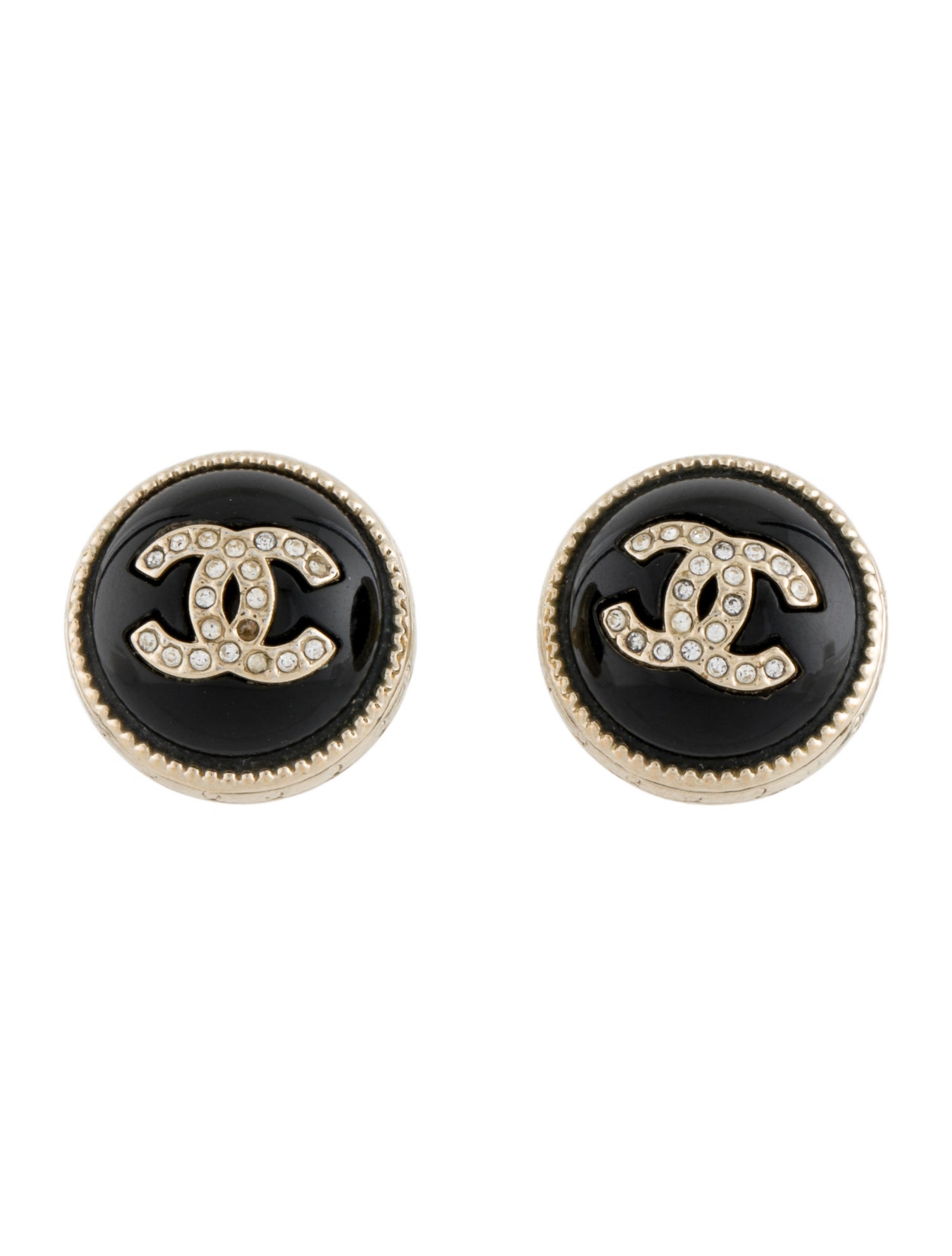 Chanel 2022 Strass & Resin CC Stud Earrings