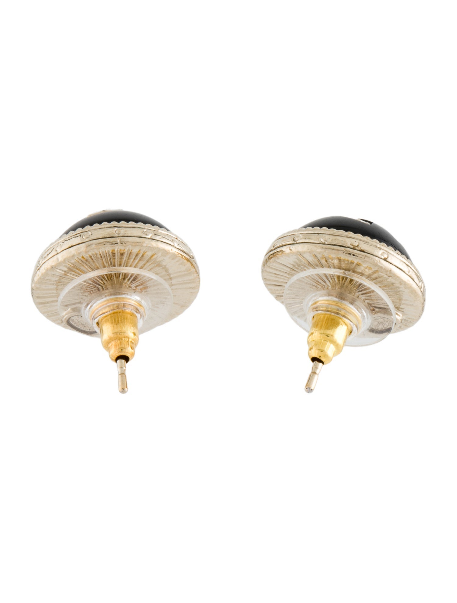 Chanel 2022 Strass & Resin CC Stud Earrings