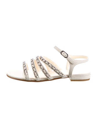 Chanel Interlocking CC Logo Leather Gladiator Sandals