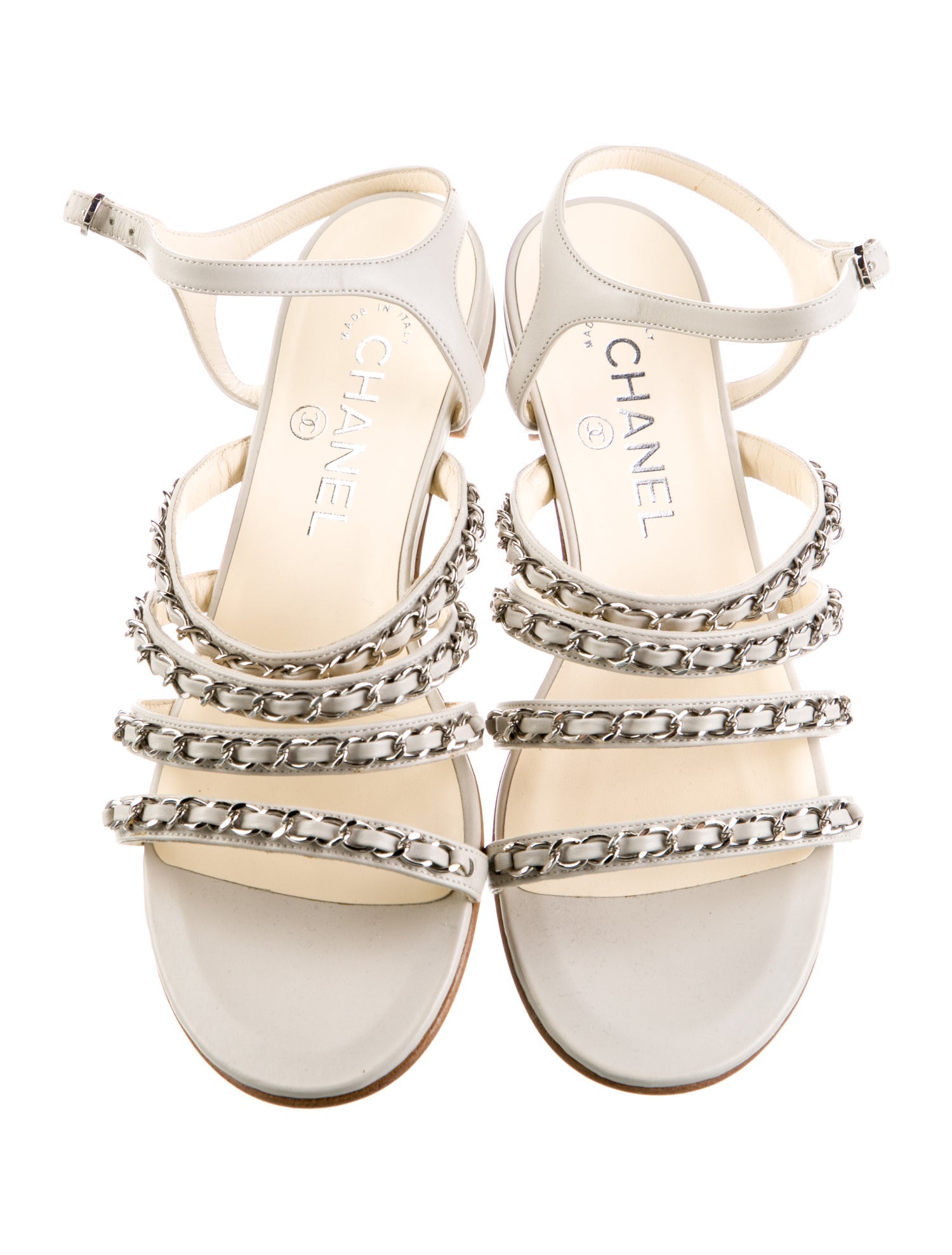 Chanel Interlocking CC Logo Leather Gladiator Sandals