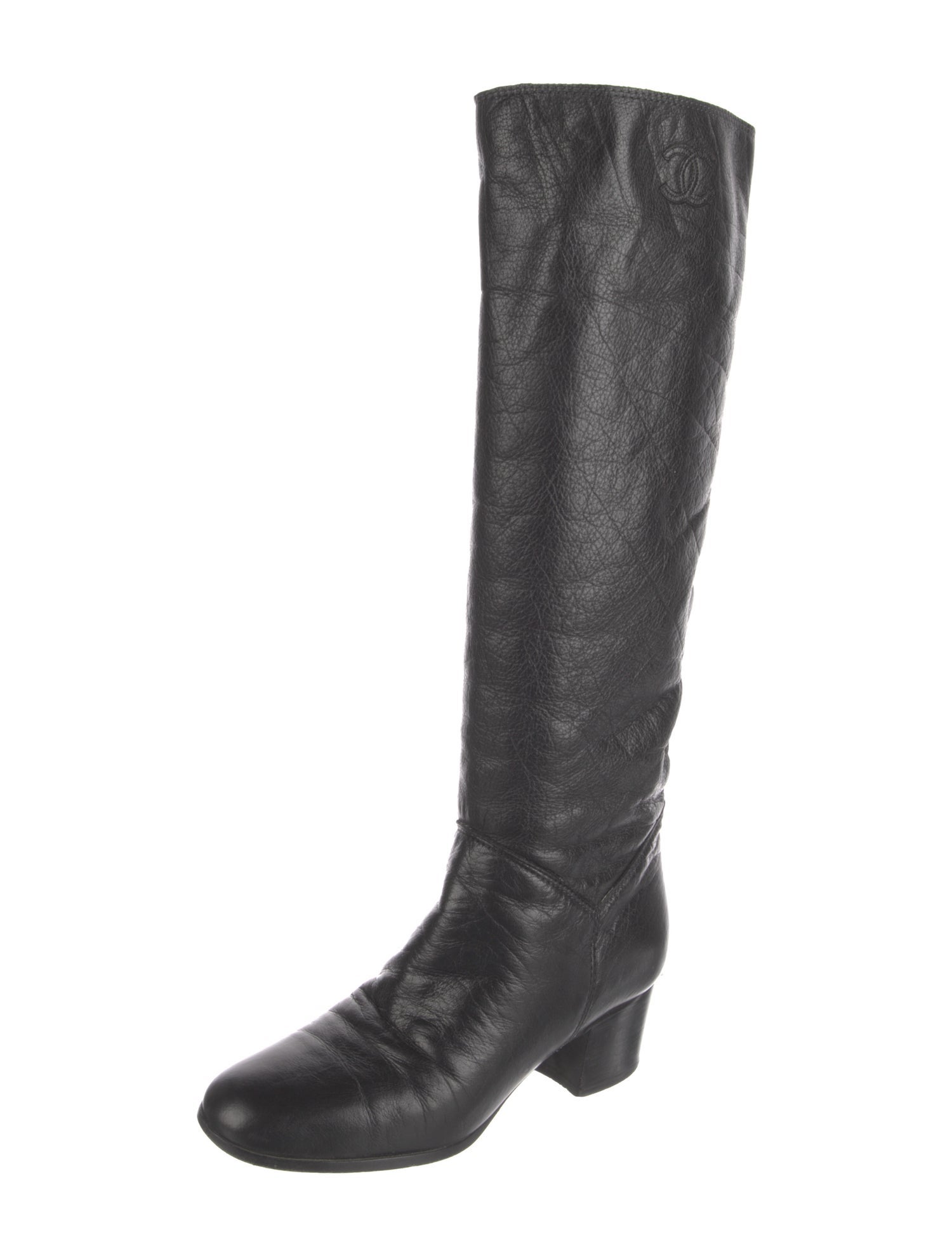 Chanel Interlocking CC Logo Calfskin Riding Boots