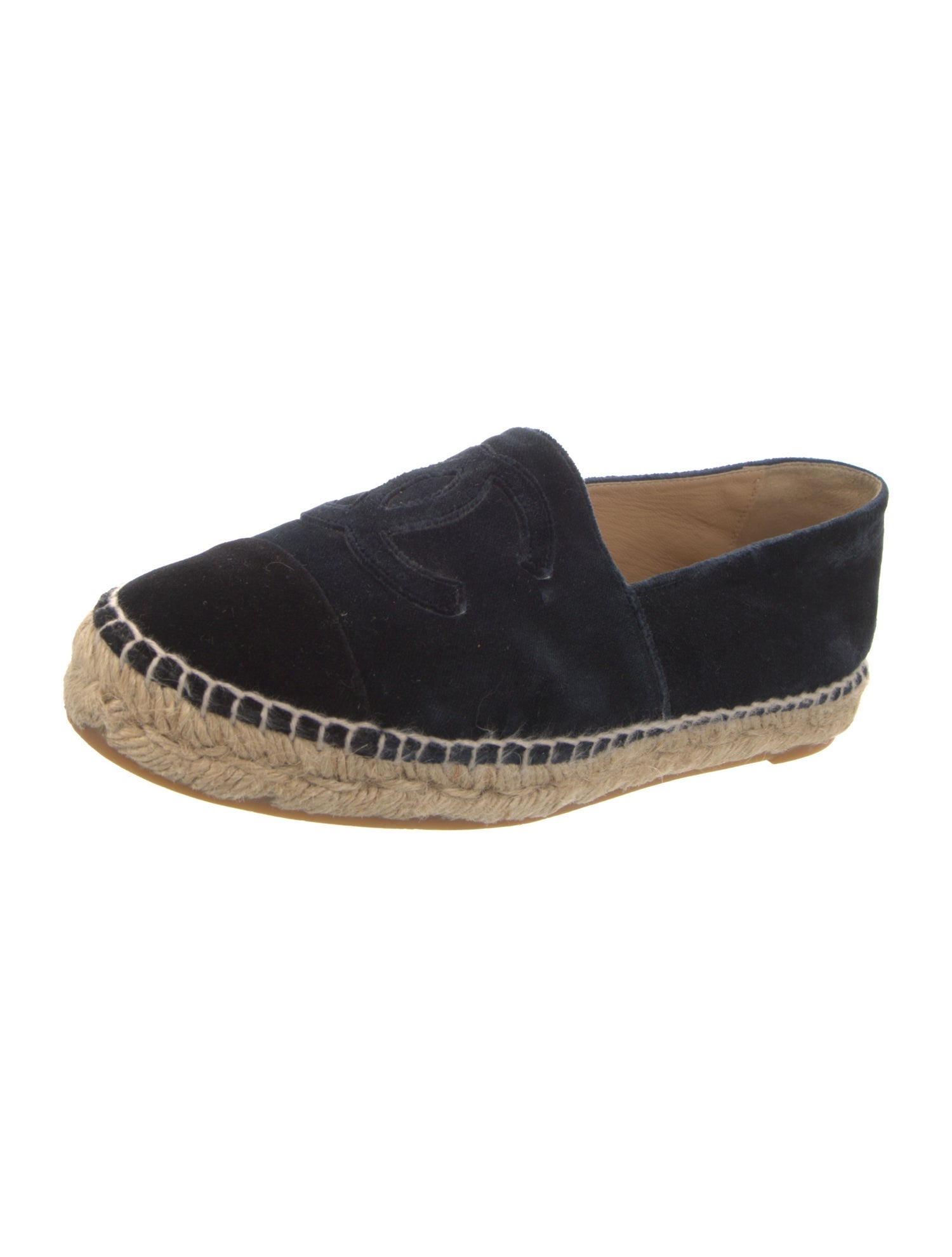 Chanel Interlocking CC Logo Velvet Espadrilles
