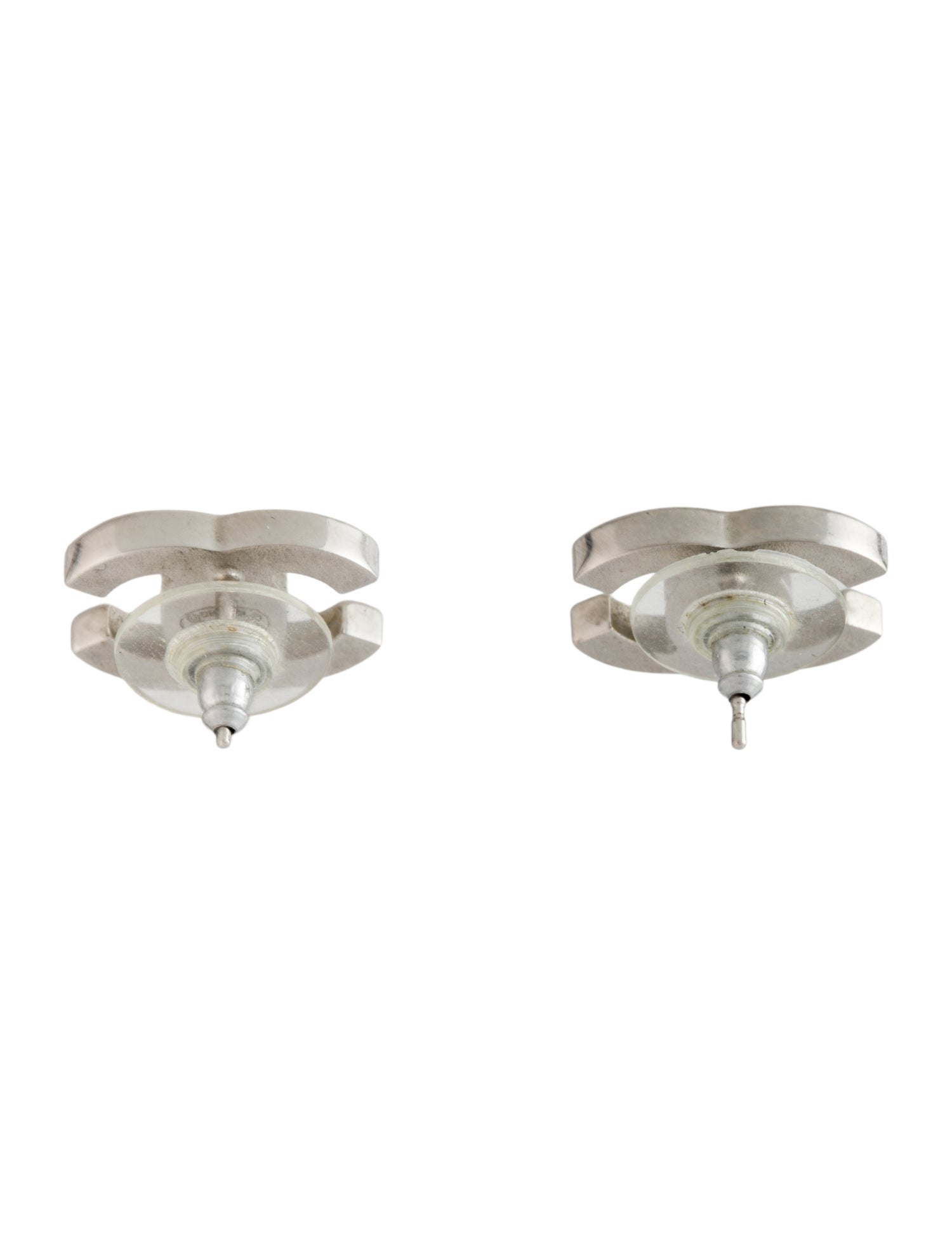 Chanel Enamel CC Striped Stud Earrings