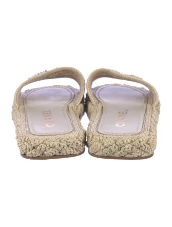 Chanel Interlocking CC Logo Raffia Espadrilles