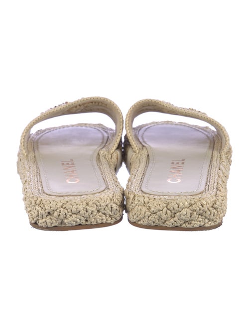 Chanel Interlocking CC Logo Raffia Espadrilles