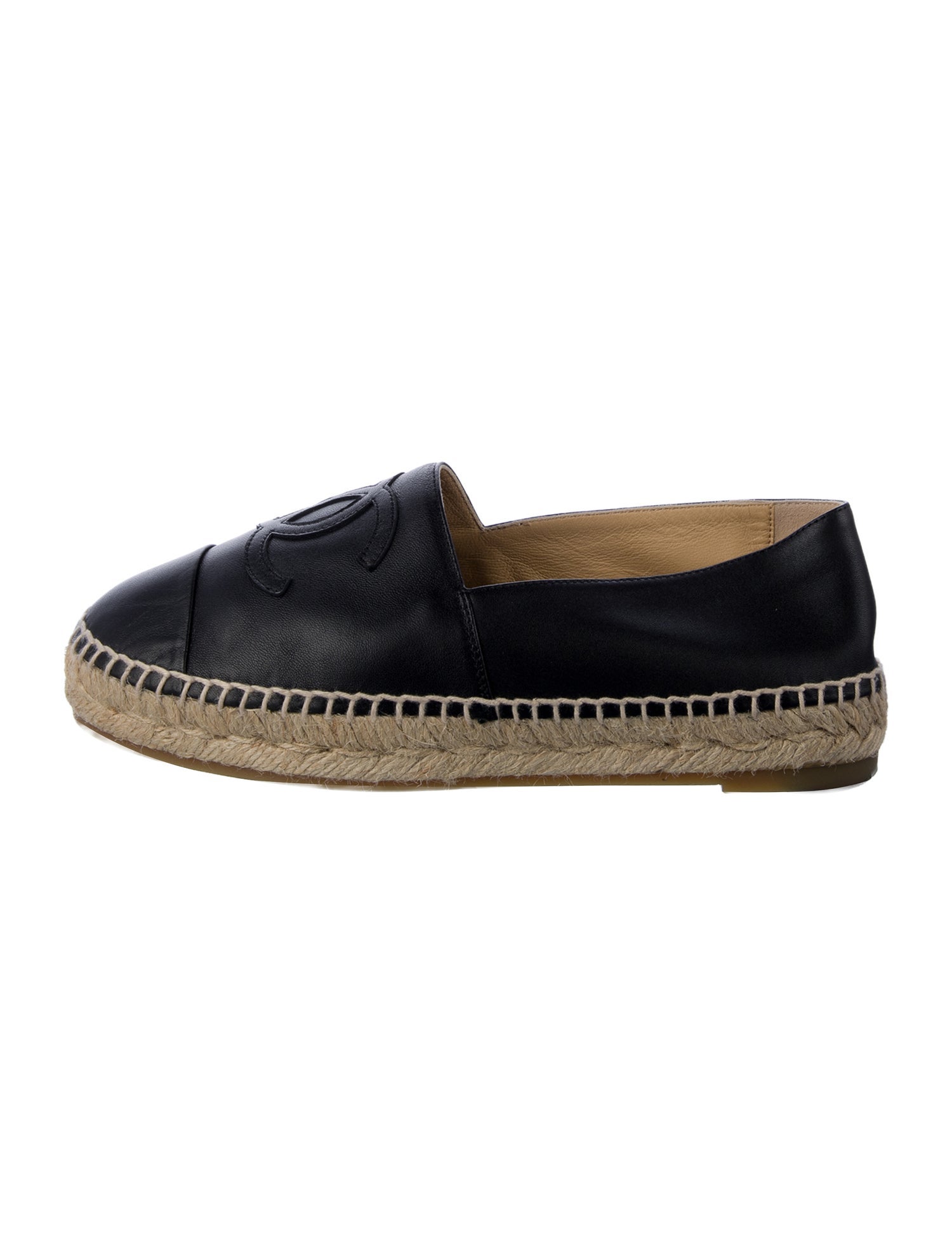 Chanel Interlocking CC Logo Lambskin Espadrilles