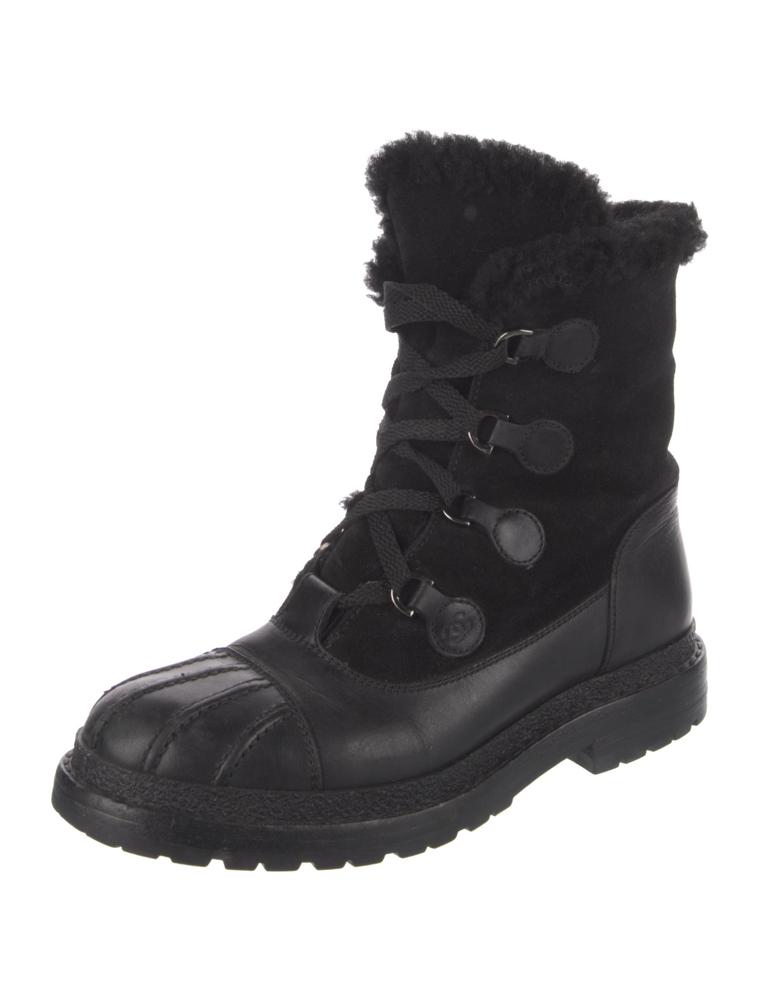 Chanel 2015 Interlocking CC Logo Combat Boots