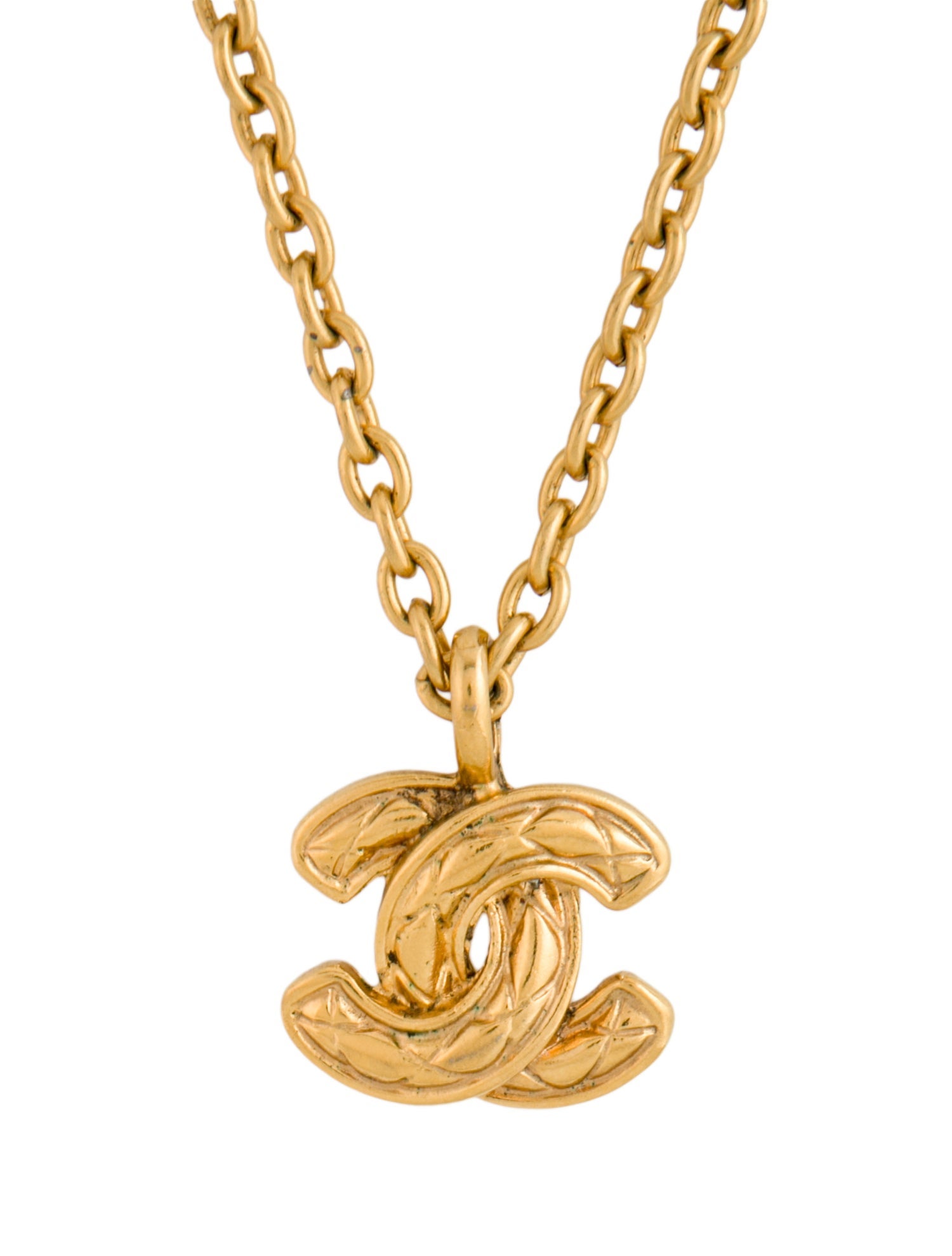 Chanel Vintage Quilted CC Pendant Necklace