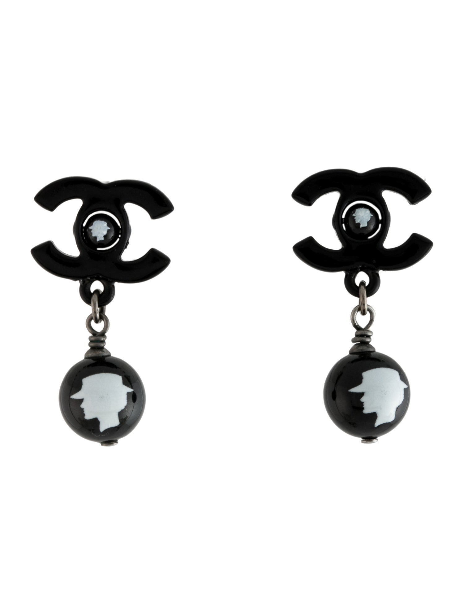 Chanel Enamel & Resin CC Mademoiselle Drop Earrings
