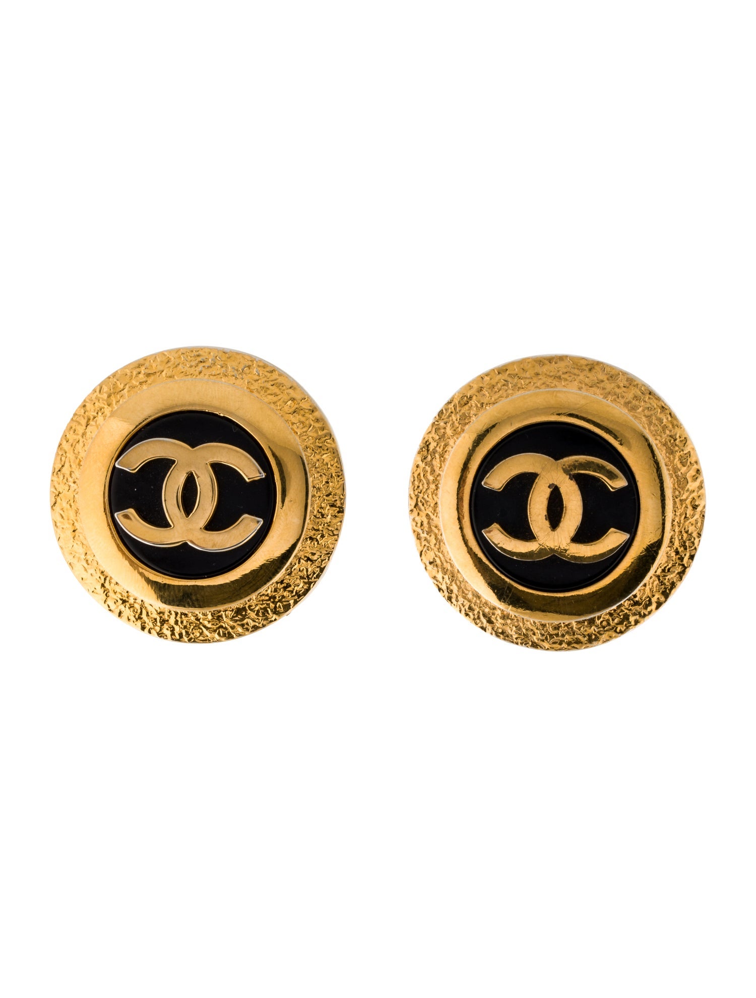 Chanel Vintage Resin Textured Large Clip-On Earrings